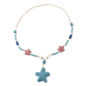 Women's Howlite Beaded Star Charm Necklace