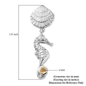 Women's Citrine Dangle Seahorse Earrings