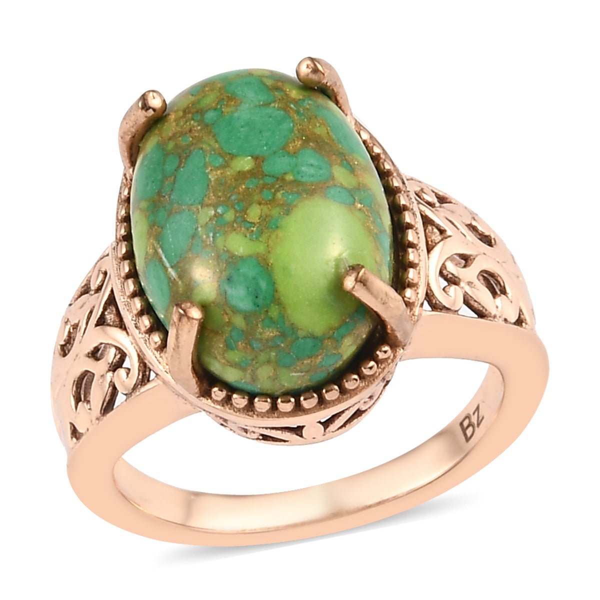 Stylish Bronze Mojave Green Turquoise Solitaire Ring Size 9