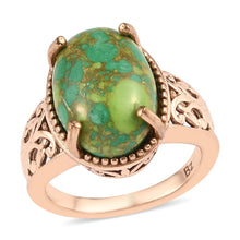 Load image into Gallery viewer, Stylish Bronze Mojave Green Turquoise Solitaire Ring Size 9
