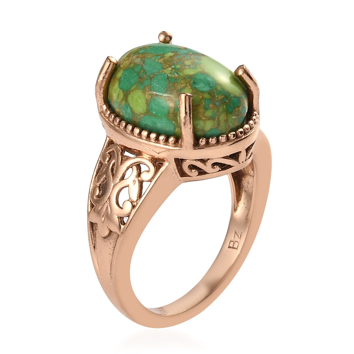 Stylish Bronze Mojave Green Turquoise Solitaire Ring Size 9