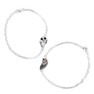 Disney Mickey and Minnie Mouse Best Friend Heart Bracelet Set in Silvertone