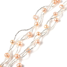 Load image into Gallery viewer, Peach Freshwater Cultured Pearl and Glass Beaded Necklace 18 Inches
