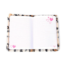 Load image into Gallery viewer, 3D Faux Fur Leopard Print Diary with LED Pointer Pen &amp; Simulated Diamond Pen
