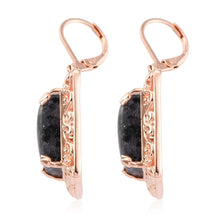 Load image into Gallery viewer, Constituted Tanzanite &amp; Thai Black Spinel 14k Rose Gold Earrings
