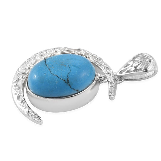 Blue Howlite Fancy Pendant in Platinum