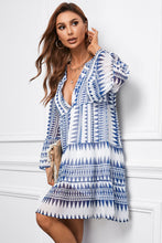 Load image into Gallery viewer, Babydoll Notched Neck Flare Sleeve Tiered Dress
