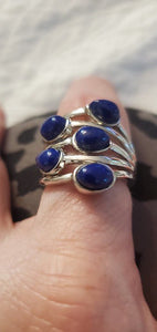 5.20 ctw Lapis Lazuli Multi Band Ring in Platinum Size 7