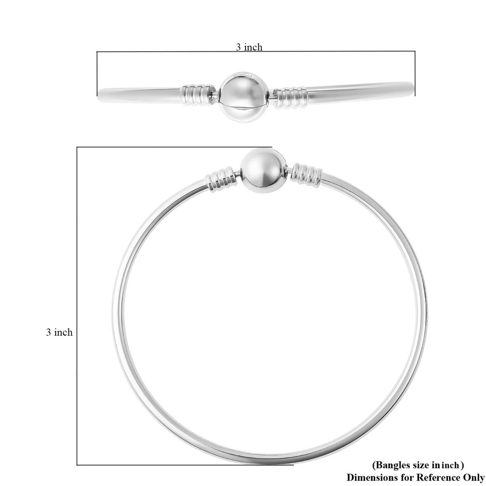 3mm Bangle Bracelet with Round Shape Lock - WHIMSICALIA