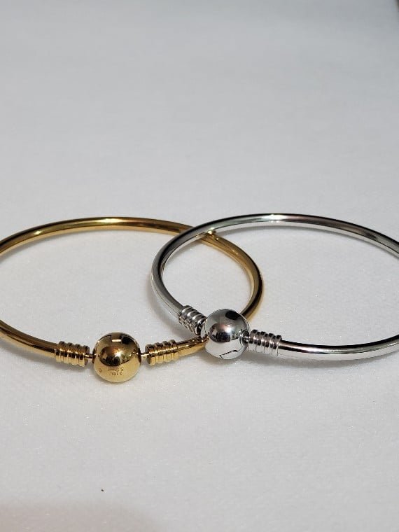 3mm Bangle Bracelet with Round Shape Lock - WHIMSICALIA