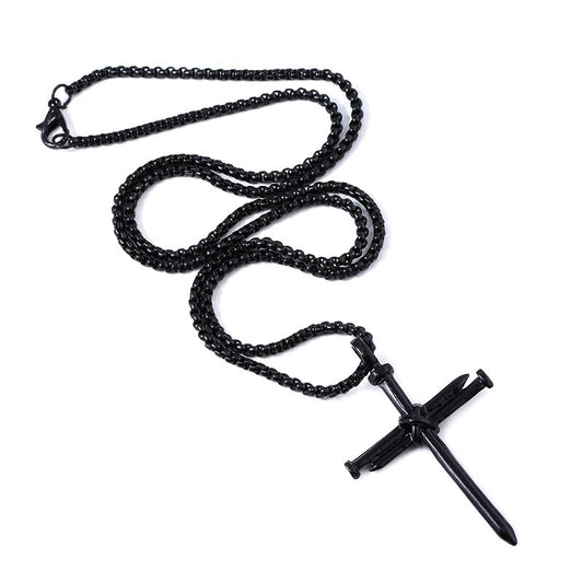 Triple Nail Cross Necklace Unisex