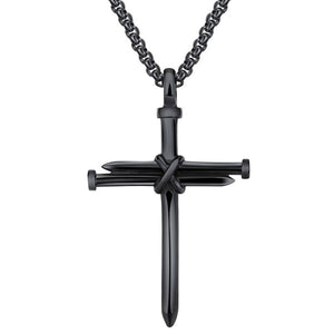 Triple Nail Cross Necklace Unisex