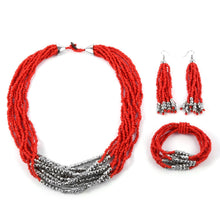 Load image into Gallery viewer, 3 Piece Seed Bead Set 22 in Necklace, Bracelet, Earrings

