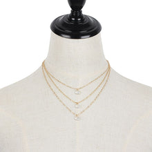 Load image into Gallery viewer, Crystal Accent Three Stone Multi-Strand Necklace
