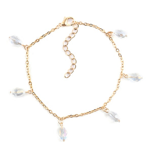4 Set White Glass Austrian Crystal Charms Anklet