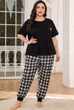 Load image into Gallery viewer, Plus Size Round Neck Short Sleeve Two-Piece Lounge Set
