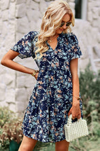 Load image into Gallery viewer, Floral Notched Flutter Sleeve Mini Dress
