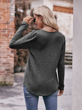 Load image into Gallery viewer, Pleated Detail Curved Hem Long Sleeve Top
