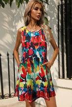Load image into Gallery viewer, Printed Round Neck Sleeveless Dress with Pockets
