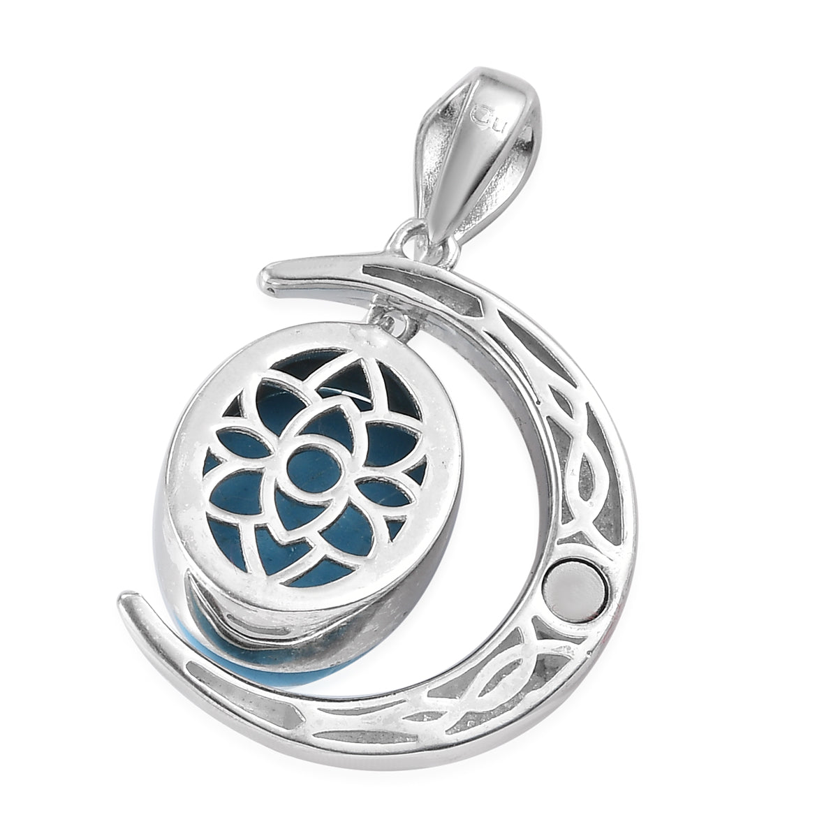 Blue Howlite Fancy Pendant in Platinum