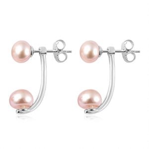 Pink Freshwater Cultured Pearl Dual Stud Pearl Earrings