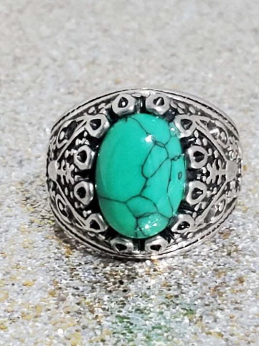 Men's Turquoise 925 Silver Ring Size 10