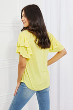 Load image into Gallery viewer, Culture Code Mi Amor Full Size Round Neck Ruffle Sleeve Top in Yellow
