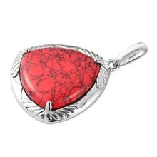 Load image into Gallery viewer, Red Howlite Solitaire Pendant in Natural Bronze
