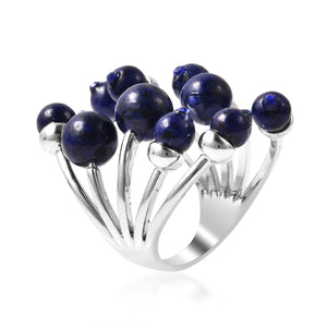 Open Cage Genuine Stone Ring in Lapis Lazuli, Tiger's Eye or Howlite