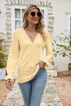 Load image into Gallery viewer, Eyelet Lace Trim Flounce Sleeve Blouse
