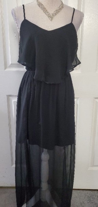 Chiffon Hi Lo Black Cutout Dress Size Small