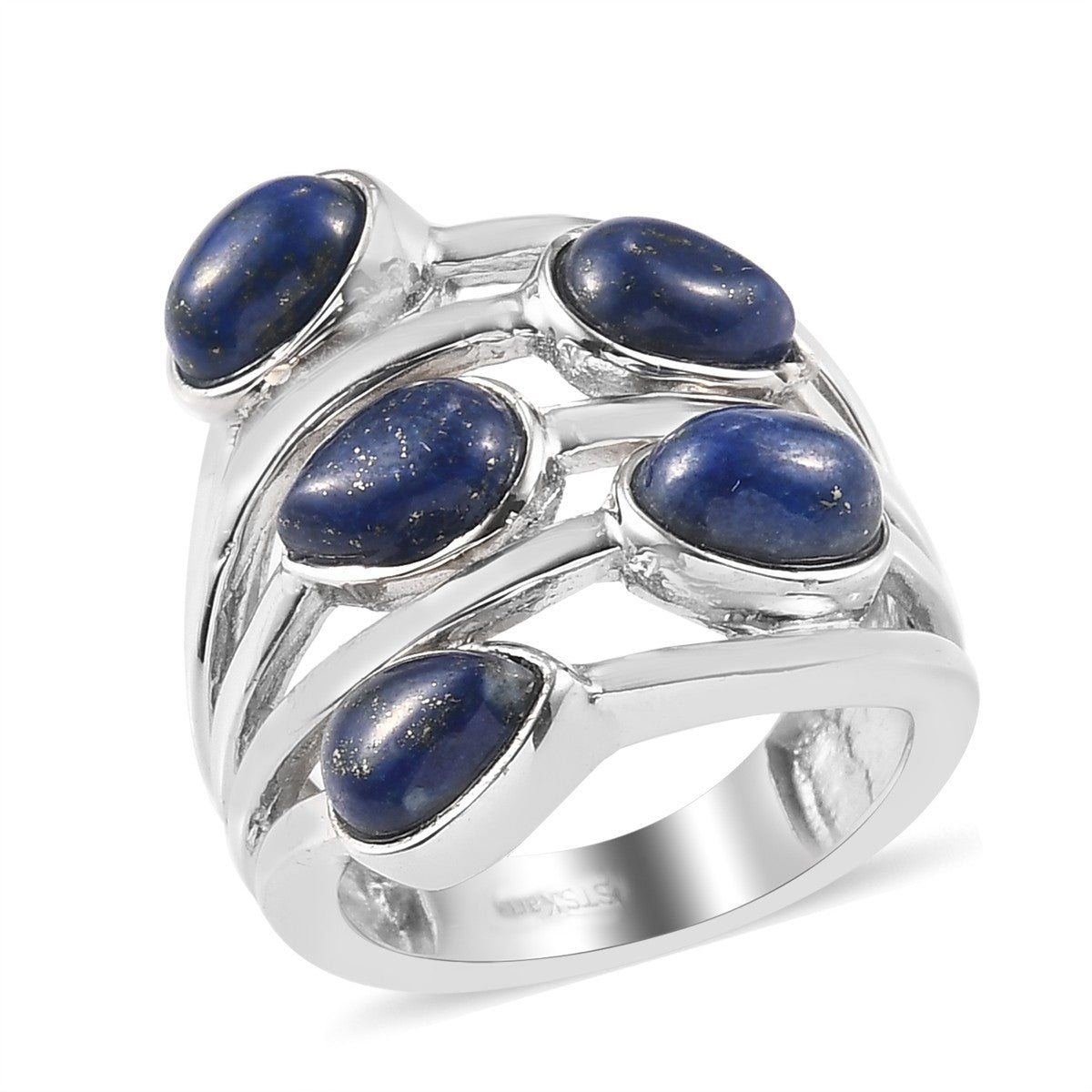 5.20 ctw Lapis Lazuli Multi Band Ring in Platinum Size 7