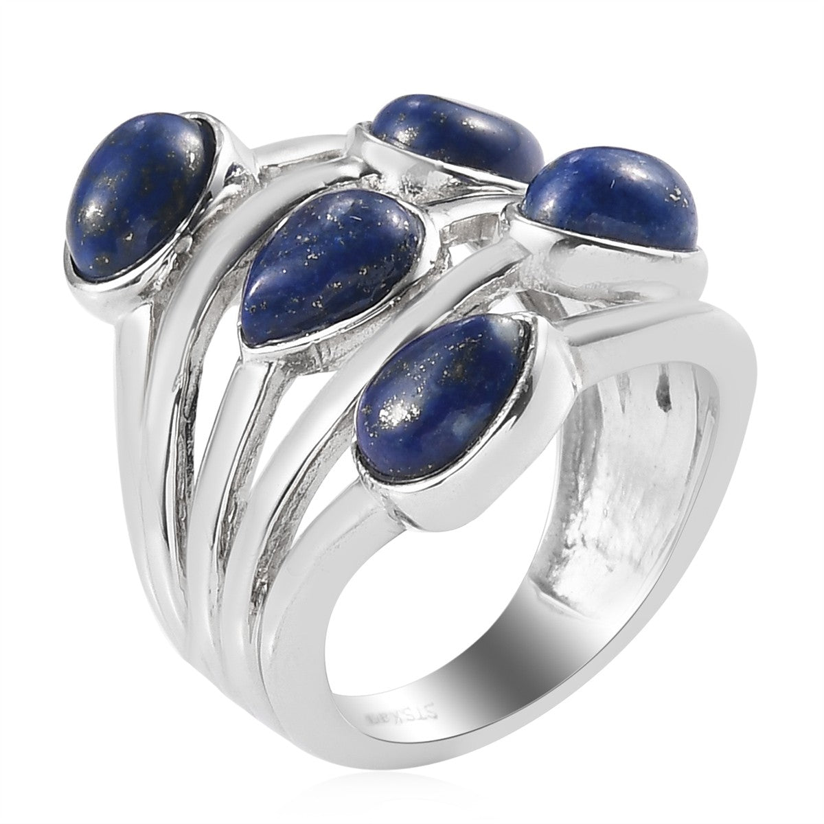 5.20 ctw Lapis Lazuli Multi Band Ring in Platinum Size 7