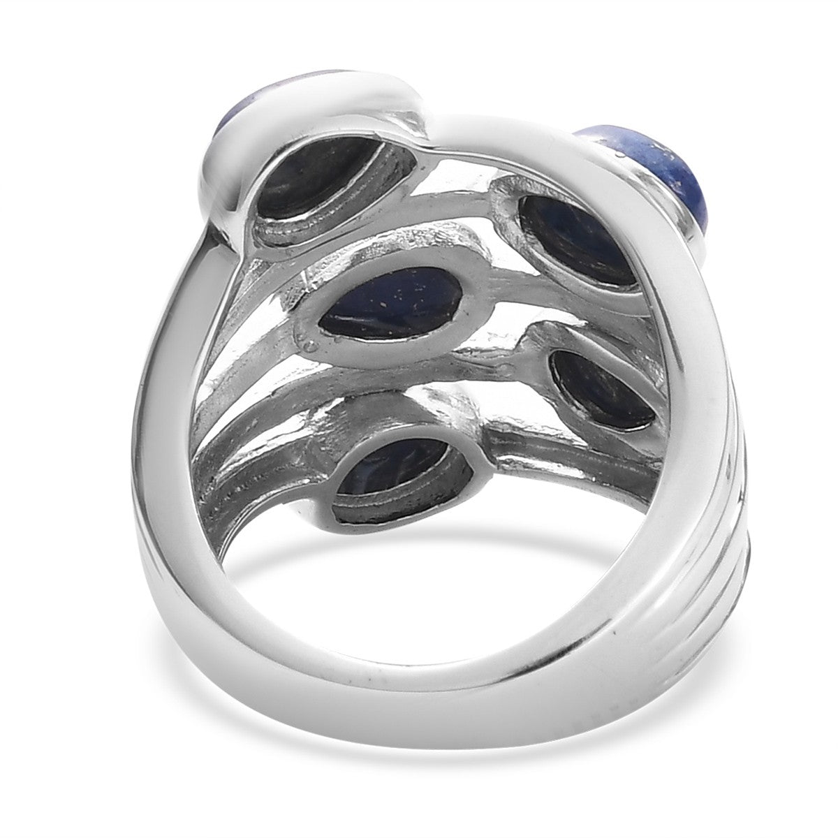 5.20 ctw Lapis Lazuli Multi Band Ring in Platinum Size 7