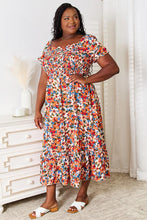 Load image into Gallery viewer, Double Take Plus Size Floral Smocked Square Neck Dress
