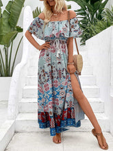 Load image into Gallery viewer, Printed Off-Shoulder Slit Maxi Dress
