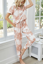 Load image into Gallery viewer, Tie-Dye Round Neck Short Sleeve Top and Pants Lounge Set
