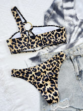 Load image into Gallery viewer, Leopard One-Shoulder Bikini Set
