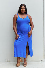 Load image into Gallery viewer, Culture Code Look At Me Full Size Notch Neck Maxi Dress with Slit in Cobalt Blue
