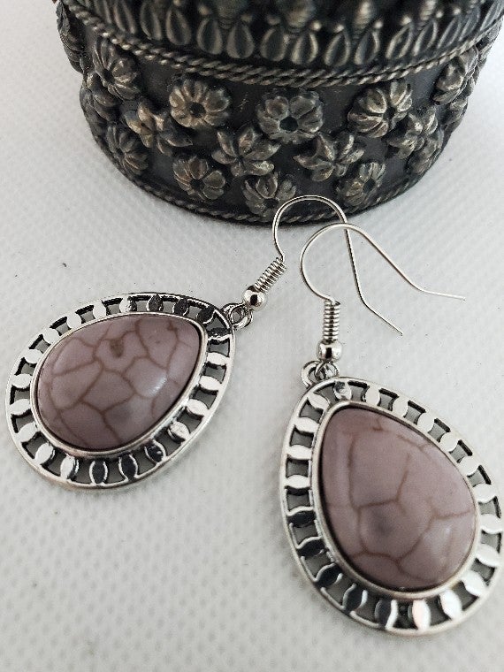 Natural Stone Lilac Earrings