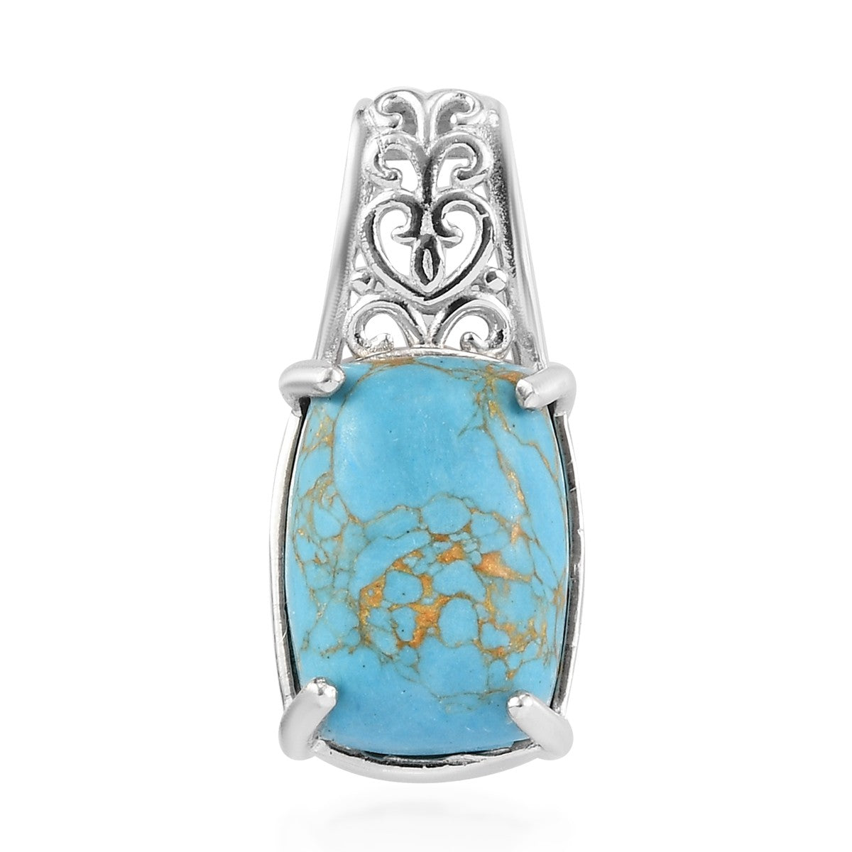 Genuine Mojave Blue Turquoise Solitaire Pendant in Platinum