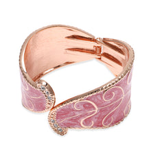 Load image into Gallery viewer, Women&#39;s White Austrian Crystal, Pink Enameled Bangle Bracelet
