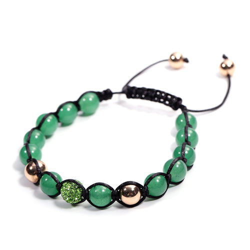 Green Aventurine, Green Austrian Crystal Shamballa Beads Bracelet