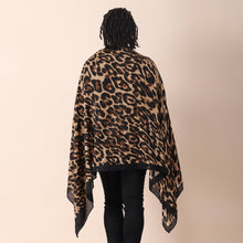 Load image into Gallery viewer, Women&#39;s Dark Brown Leopard Pattern Cotton &amp; Linen Scarf

