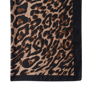 Women's Dark Brown Leopard Pattern Cotton & Linen Scarf