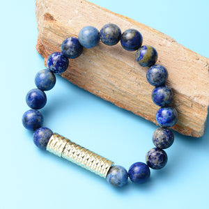 Stylish Lapis Lazuli 9-11mm Beaded Stretch Bracelet