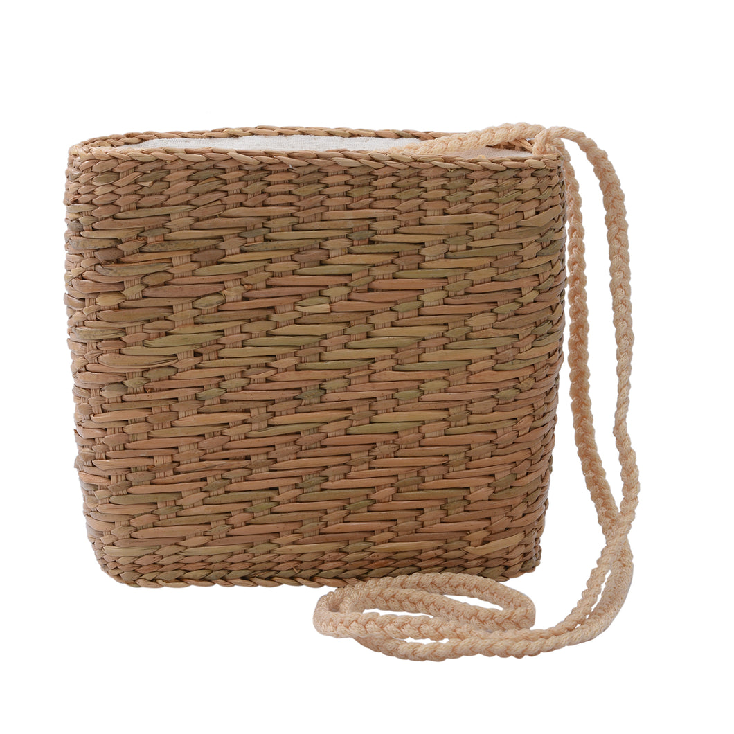 Eco Friendly Reed Handwoven Shoulder Bag with Nylon Handle