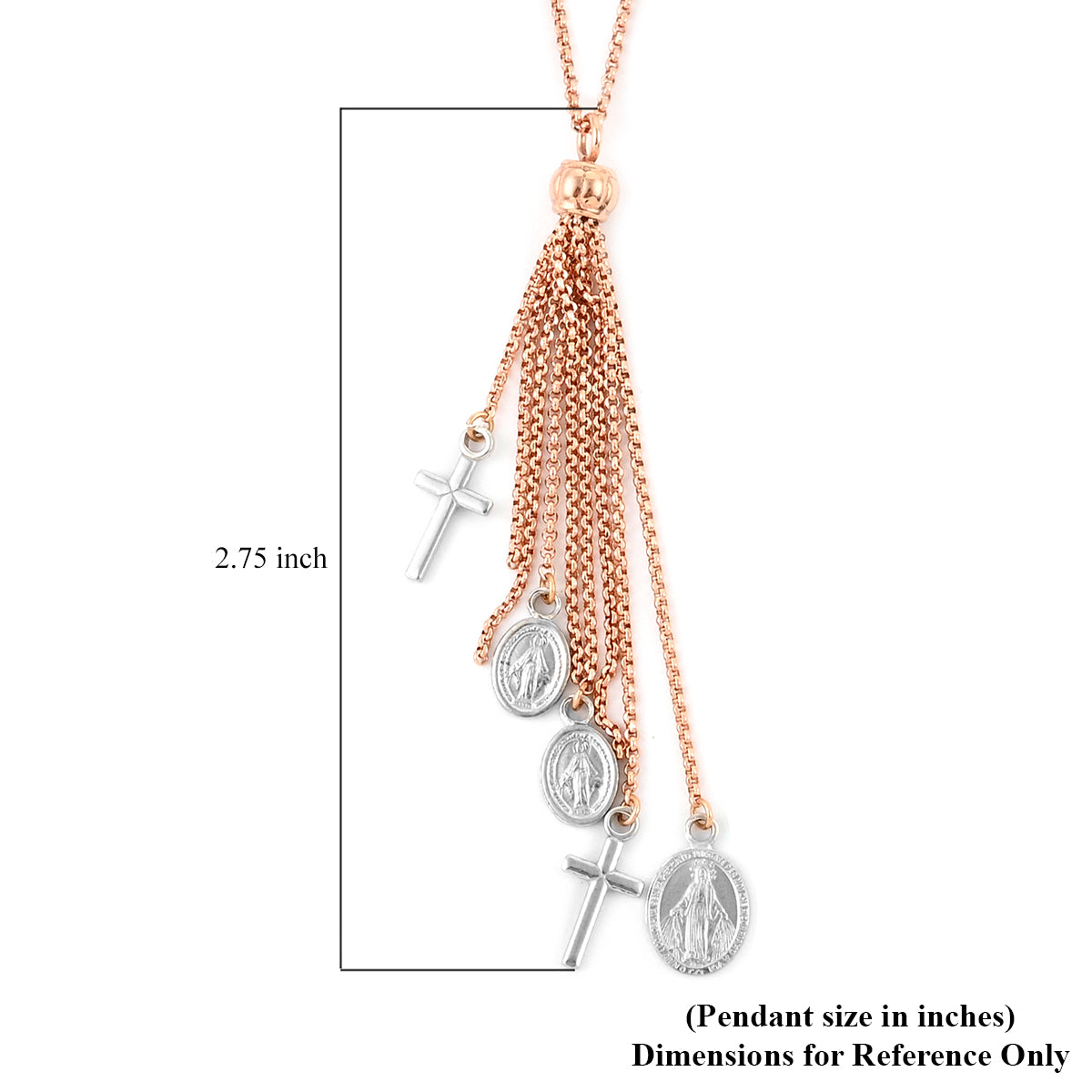 Stylish Rosary Tassels and Cross Charm Layered Necklace