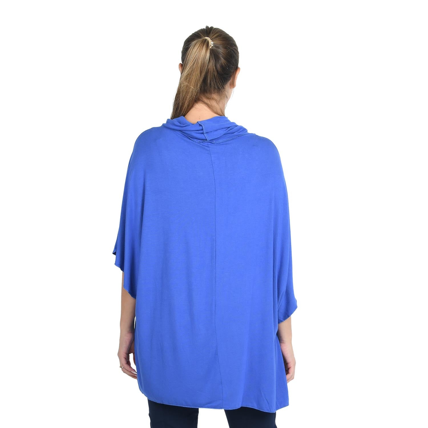 Jovie Blue Loose Drape Cowl Neck Top Size S