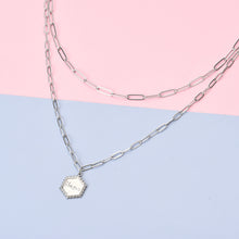 Load image into Gallery viewer, Hexagonal Hope Charm Layered Paper Clip Necklace
